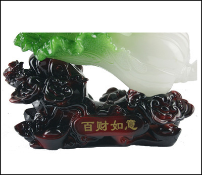 中號(hào)百財(cái)如意 樹脂仿玉白菜擺件，家居與商務(wù)禮品的雅致之選
